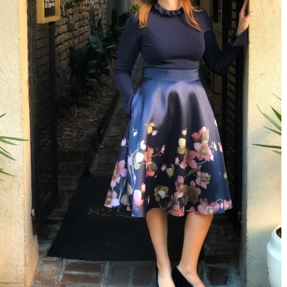 🍒NWT🍒 TED BAKER NAVY FIT & FLARE DRESS - Picture 12 of 14